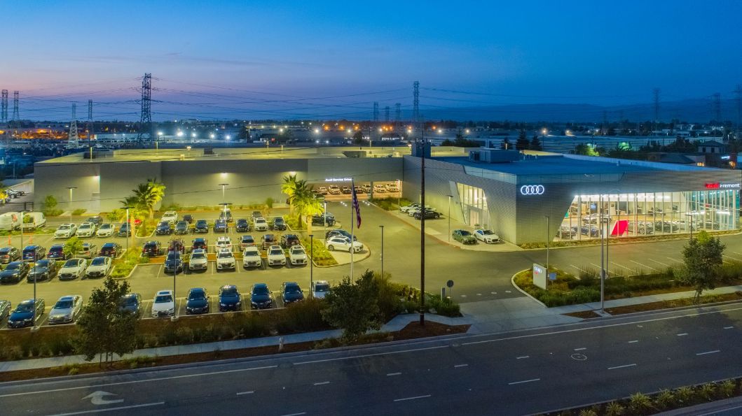 aerial view of Audi dealership in Fremont