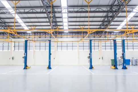 Service area for cars at a factory