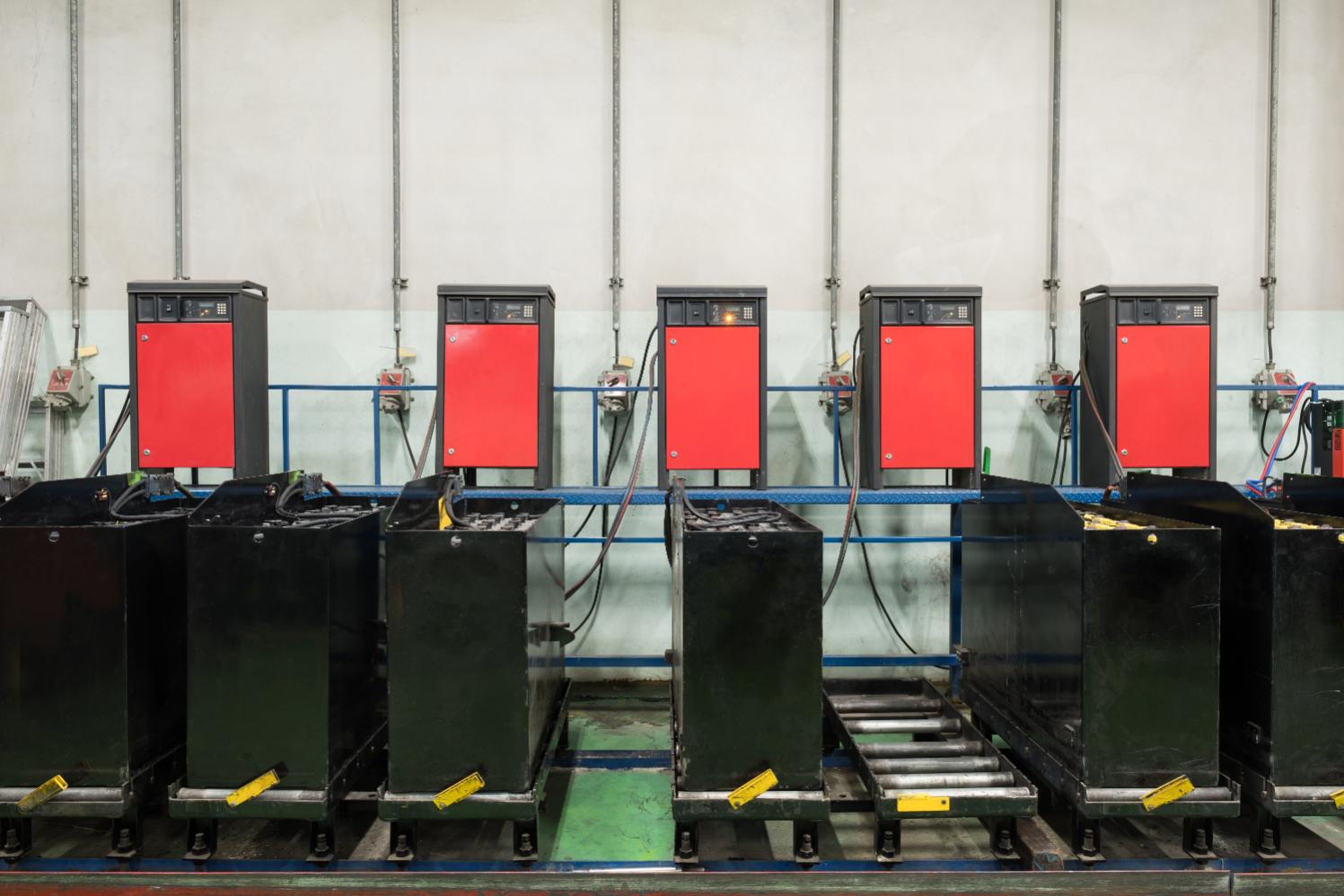 recharging electrical row for forklifts